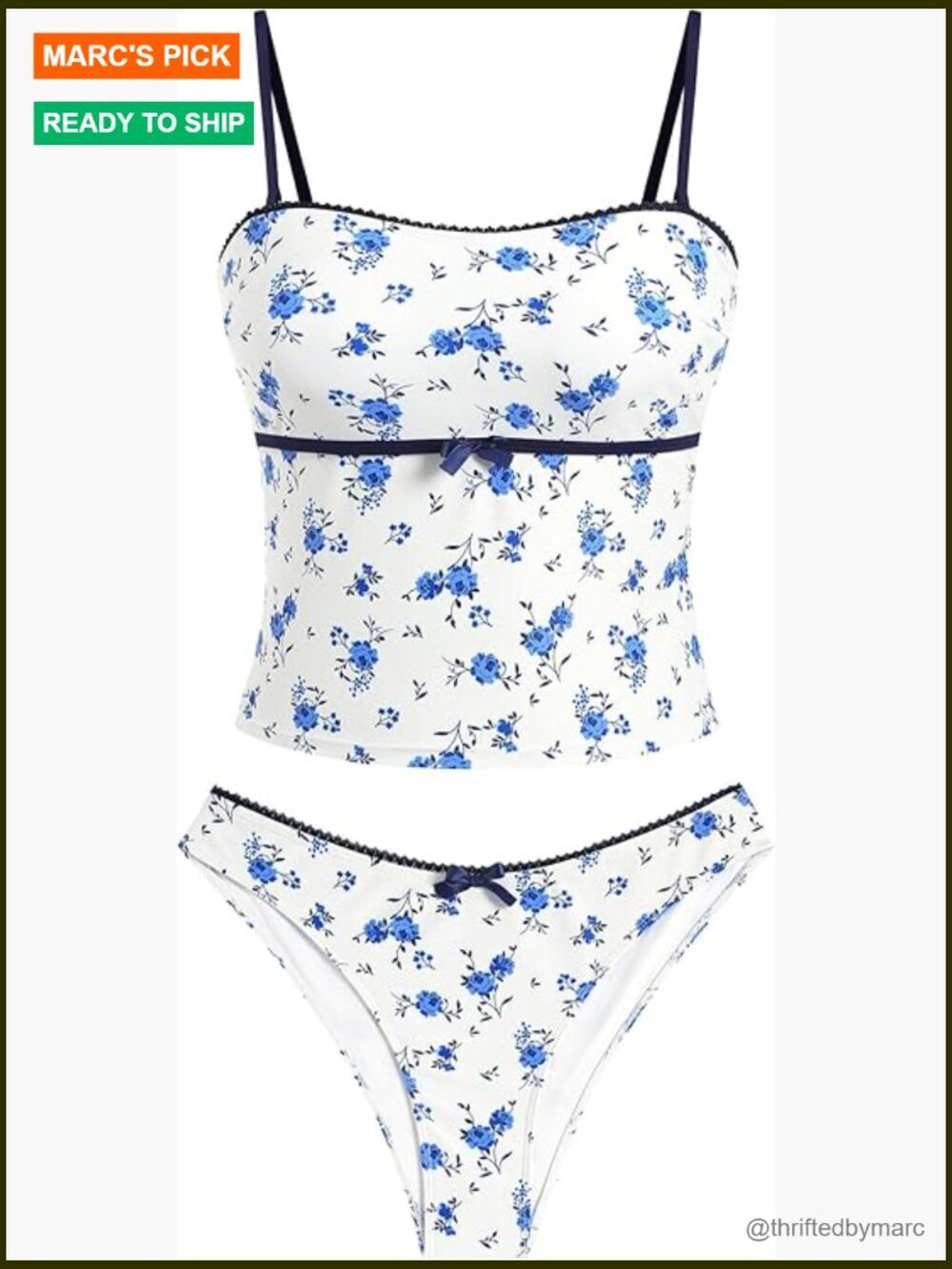 Tummy Control Tankini Set High Cut Two Piece Bow Tie Side